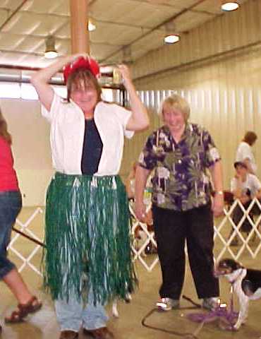 Lill w Bailey...Bailey where? grass skirt